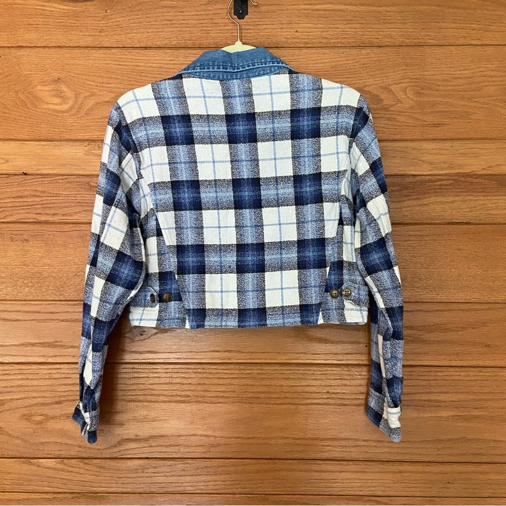 Vintage 90s Angelique button front plaid crop top - Picture 4 of 6